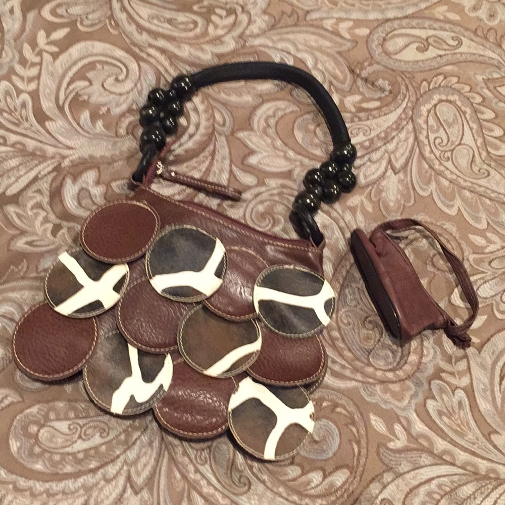 Animal print handbag with coin purse